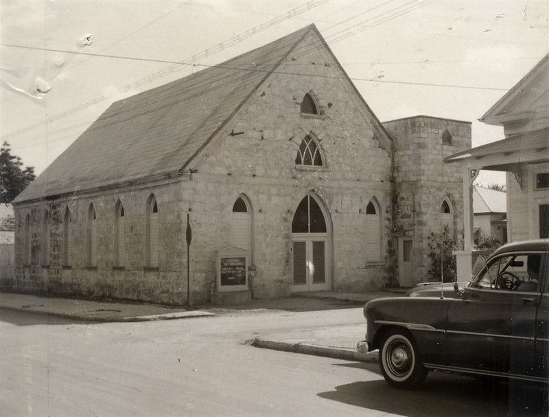 A church building made of concrete blocks.