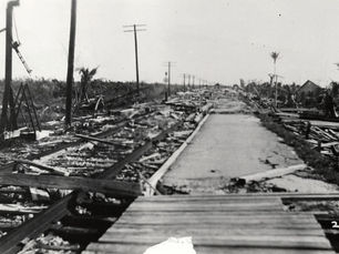 Wreckage of a railroad platform