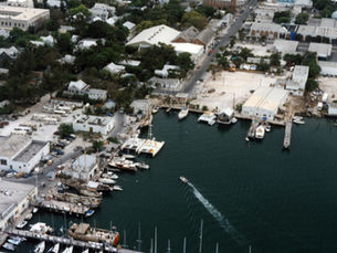 Aerial view of a marina