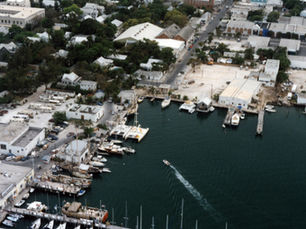 Aerial view of a marina