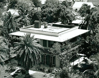 The Hemingway House at 906 Whitehead Street viewed from the Key West Lighthouse, ca. 1965.