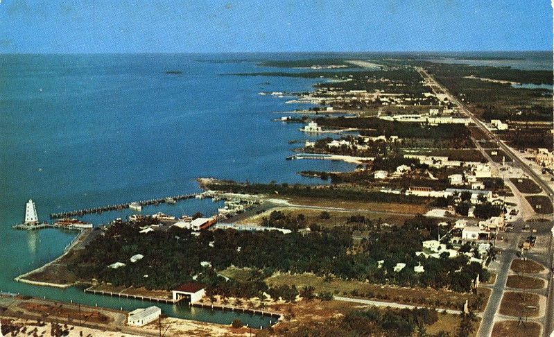 Aerial view of an island with some development
