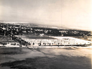 Aerial view of a development on a shoreline