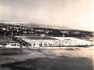 Aerial view of a development on a shoreline
