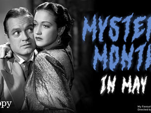 Mystery month in May My favorite brunette (1947) Directed by Elliott Nugent. Kanopy stream smarter. Image of a man embracing a woman holding a knife.