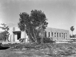 a concrete block building under construction