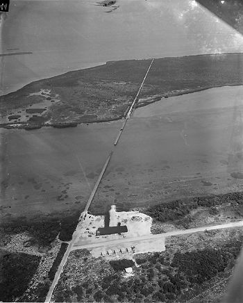 Aerial view of an island with an airstrip