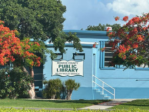 A blue building with a sign that reads Monroe County Public Library Helen Wadley branch