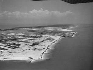Aerial view of a mostly undeveloped shoreline