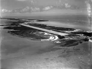 Aerial view of islands with a runway