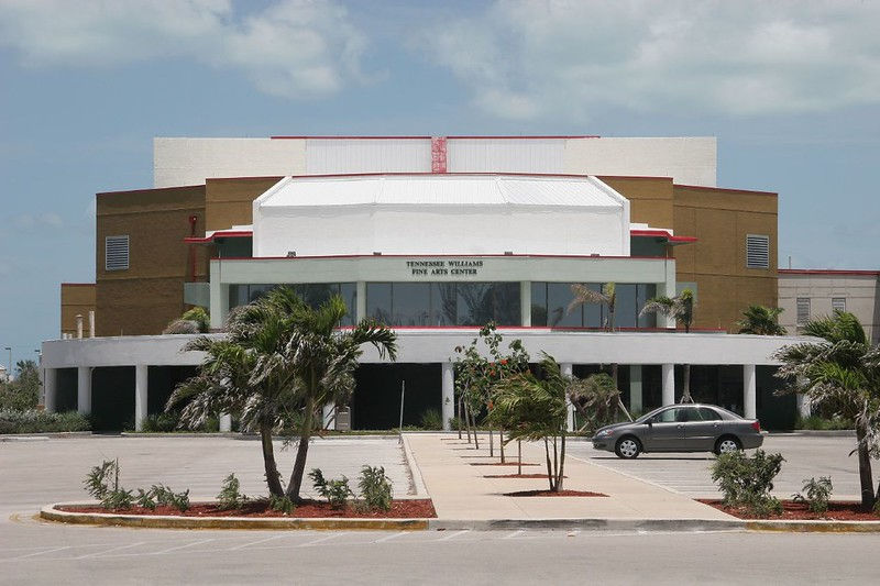 A building with a sign that reads Tennessee Williams Fine Arts Center