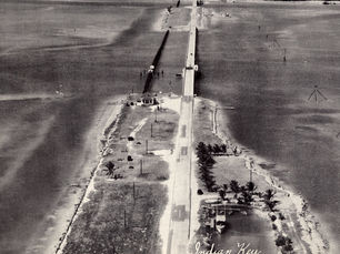 Aerial view of a highway crossing islands and bridges